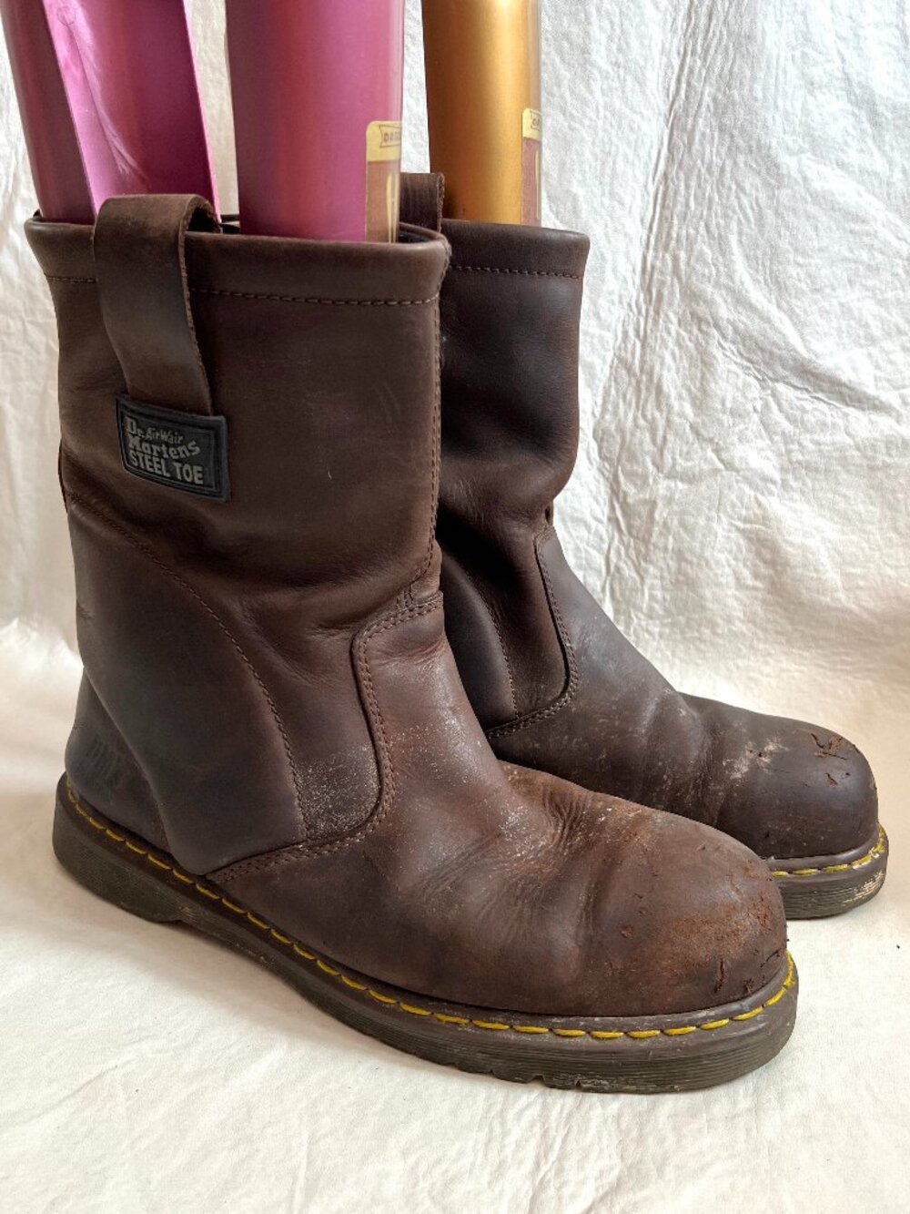 Dr Martens Boots Icon 2295 Steel Toe Work brown leather mens 13 pull on safety